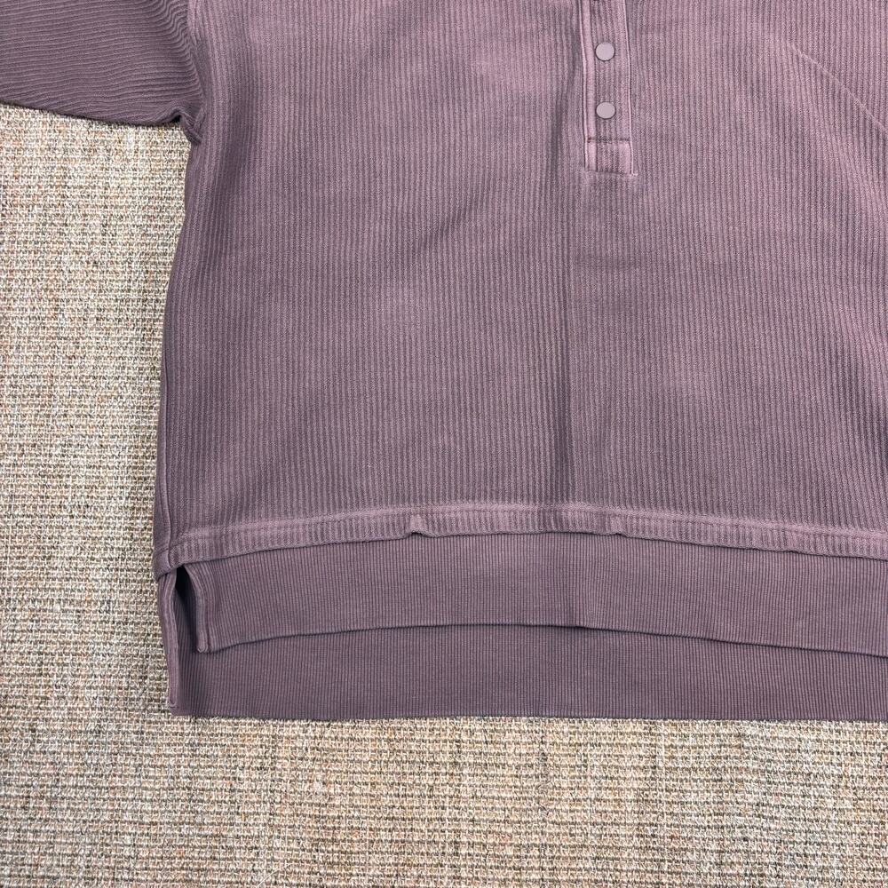 🤎 Aerie Textured Ribbed Henley Hoodie | Size M | Taupe Brown - Picture 7 of 8